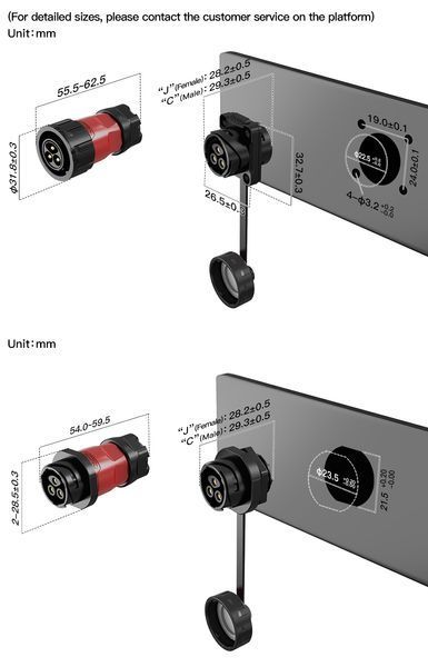 Разъем cnlinko YM-20-C04PE-02-002A/YM-20-J04SX-02-402A 4р корпус 20А 500В IP68 YM-20-C04PE-02-002A/YM-20-J04SX-02-402A фото