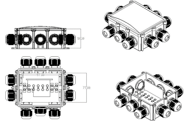 Распределительная коробка SWT.M686-S 3pin IP68, 24А, 450В SWT.M686-S фото